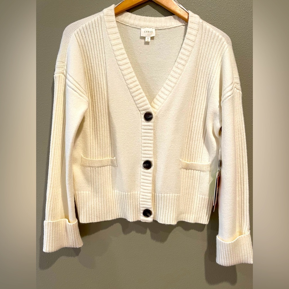 Cyrus Cream Cardigan Sweater NWT